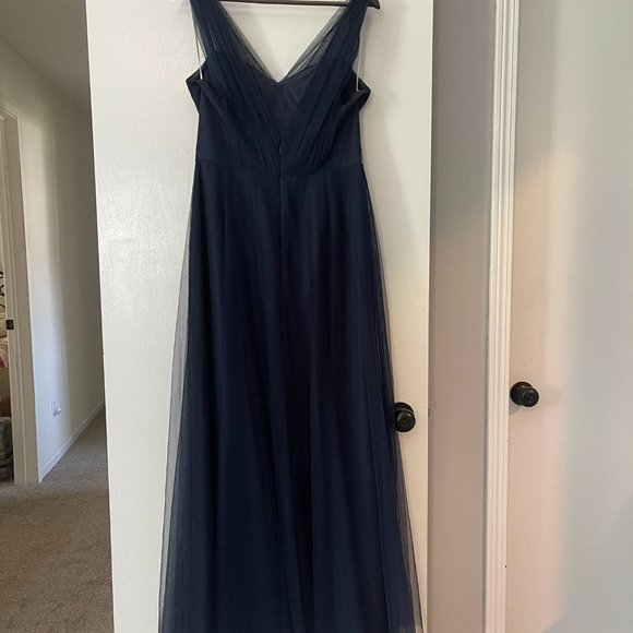 WToo Watters Navy Chiffon Floor Length Dress - Picture 3 of 6